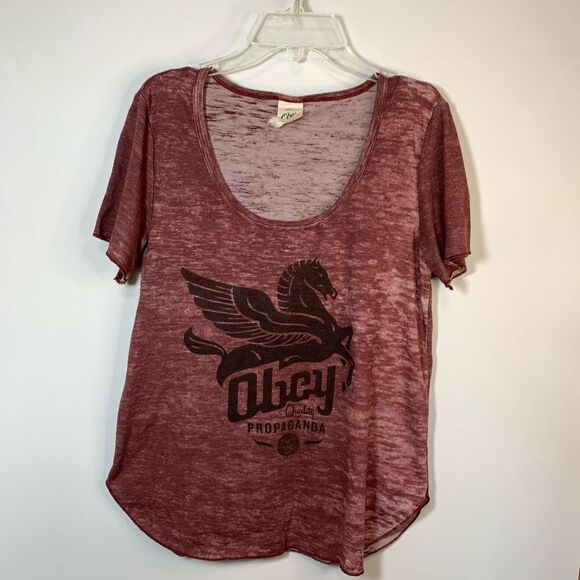 Obey Pegasus Propaganda Scoop Neck T Shirt Size Small - Picture 1 of 5